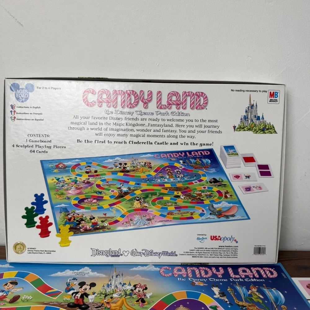 Candy Land The Disney Theme Park Edition Board Game 2009 Hasbro USA Complete